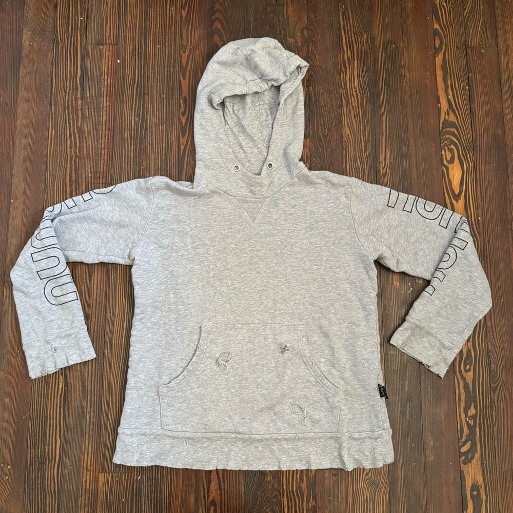 NUNUNU kids distressed gray hoodie sweatshirt